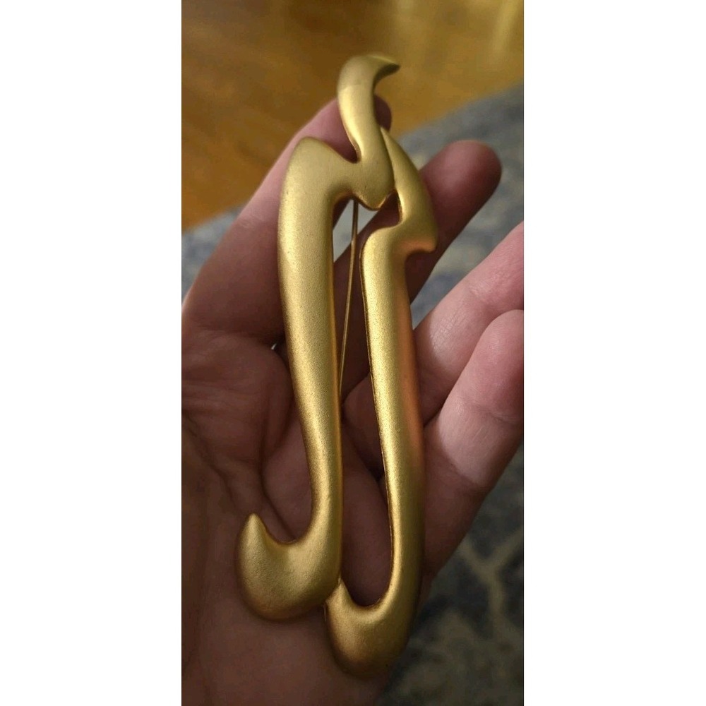 Mancuso Sherman Abstract Brooch Vintage Goldtone 5 In